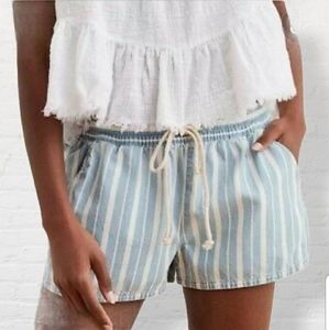 Aerie Blue White Stripe Casual Drawstring Shorts Large